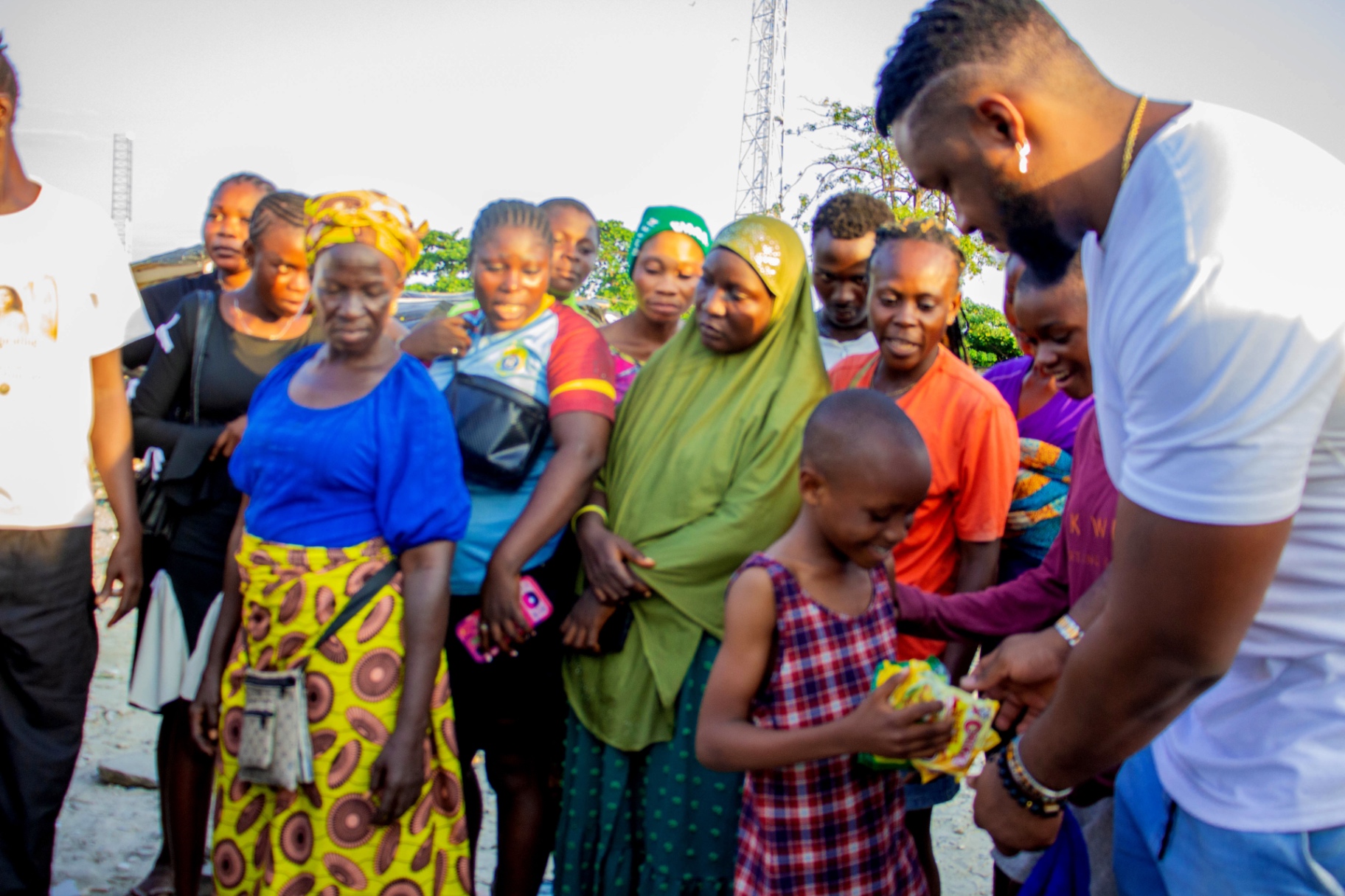 Distributing care packages to families in Lagos